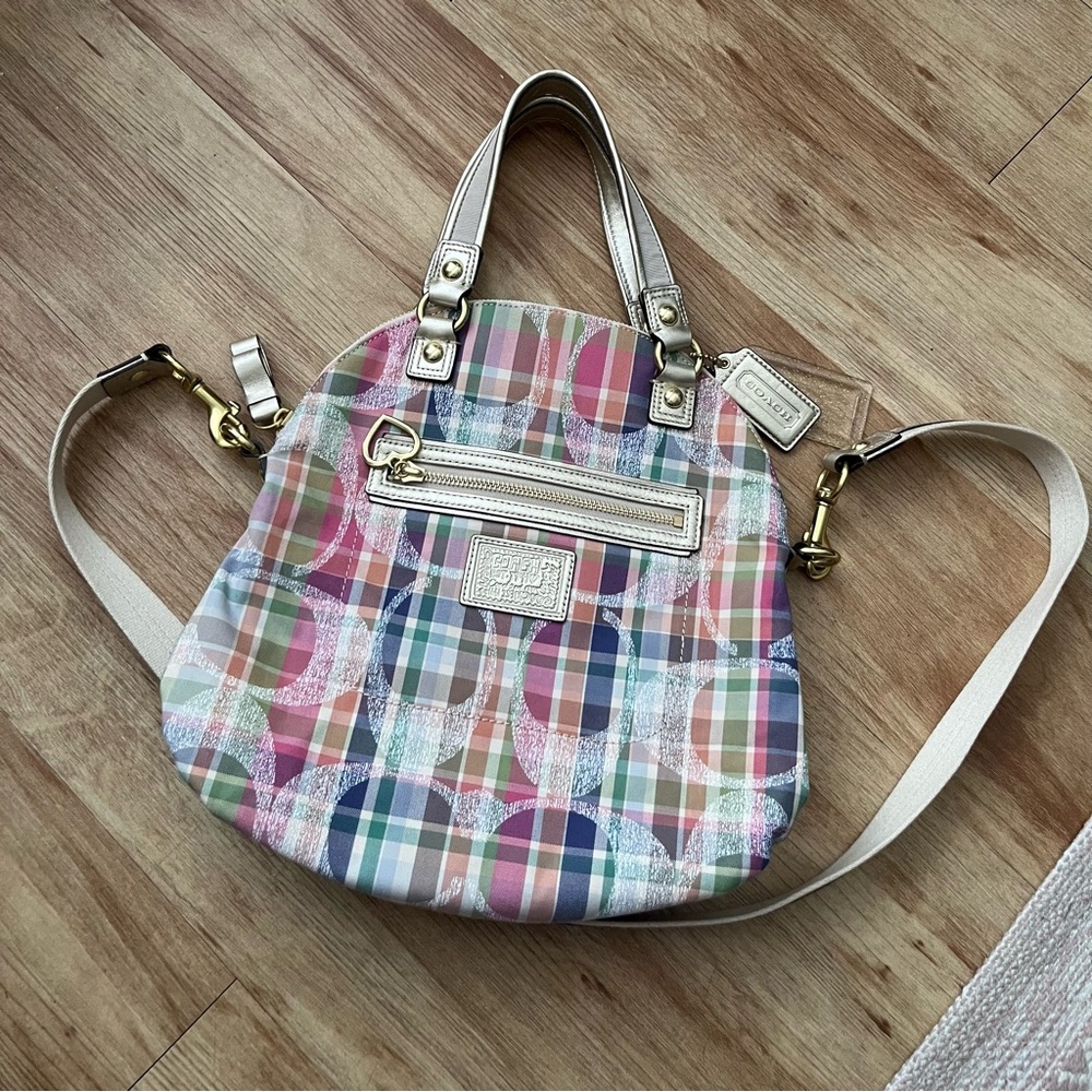 Coach Poppy Multicolor Plaid Shoulder Bag